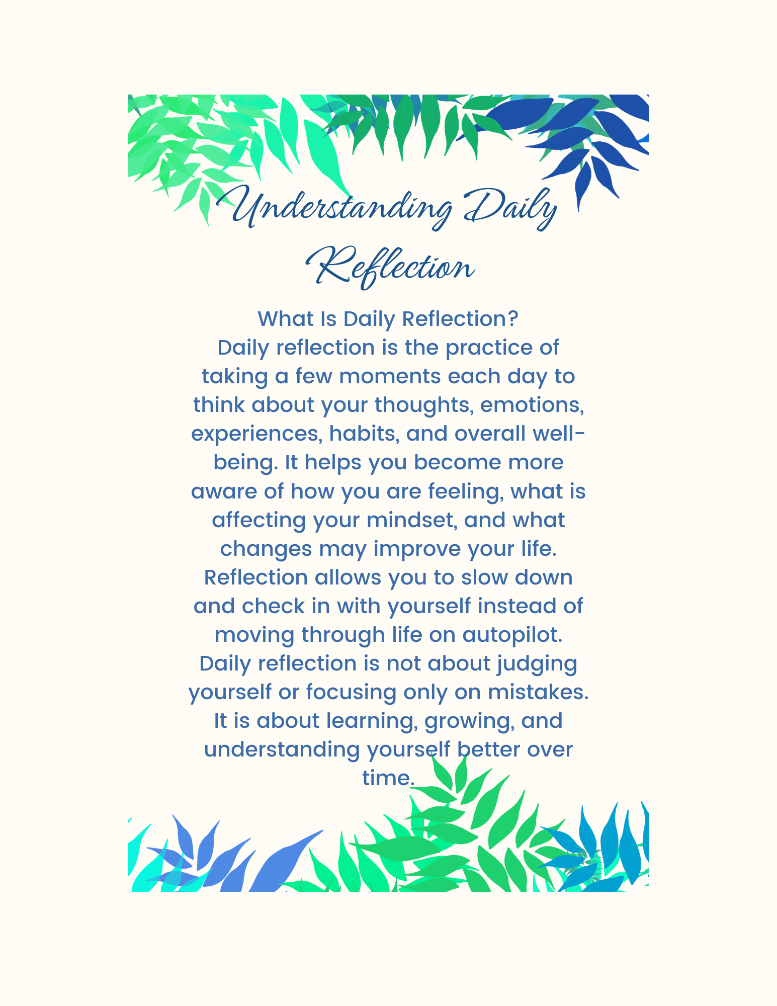 Reflect, Reset,Relax