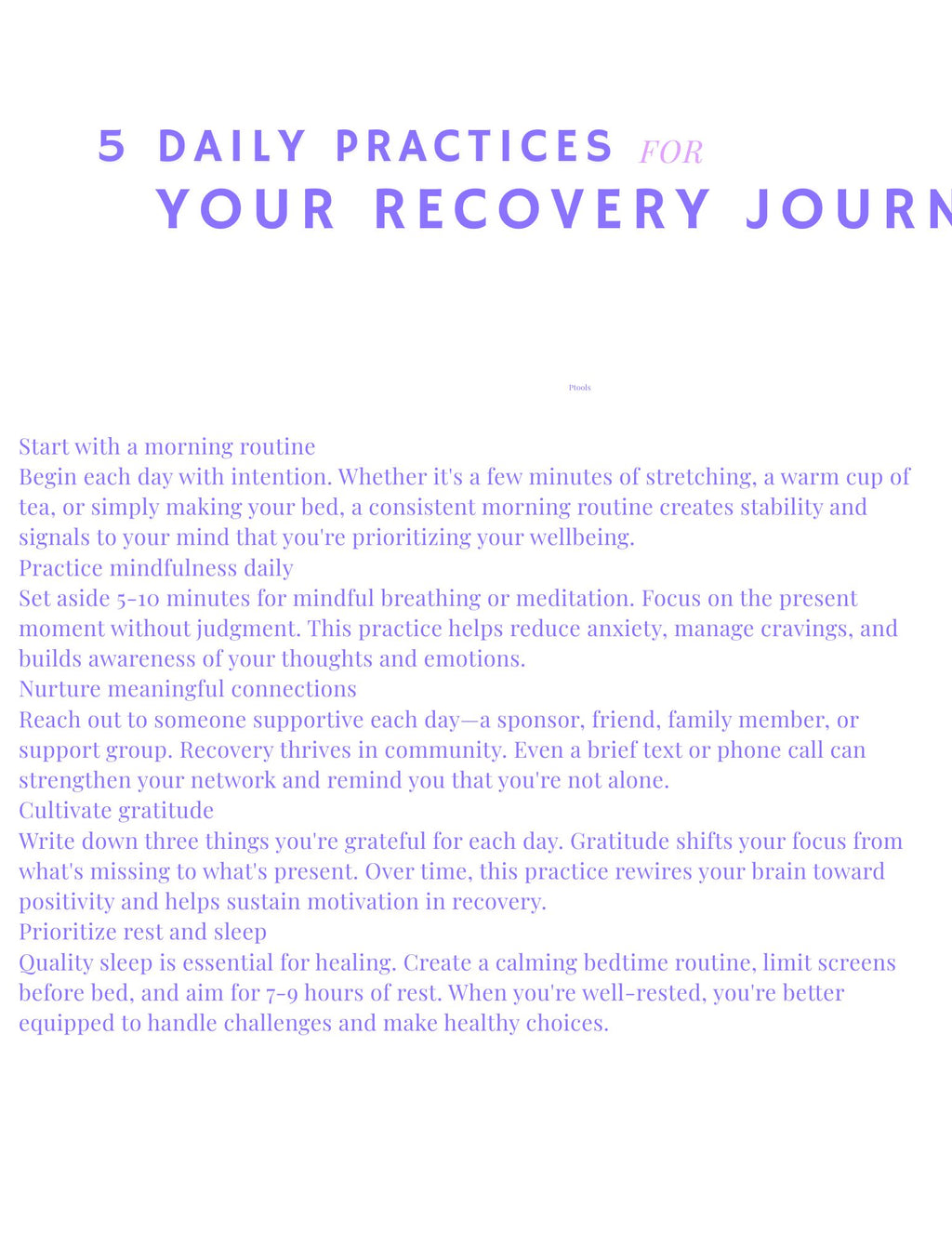 Recovery Workbook