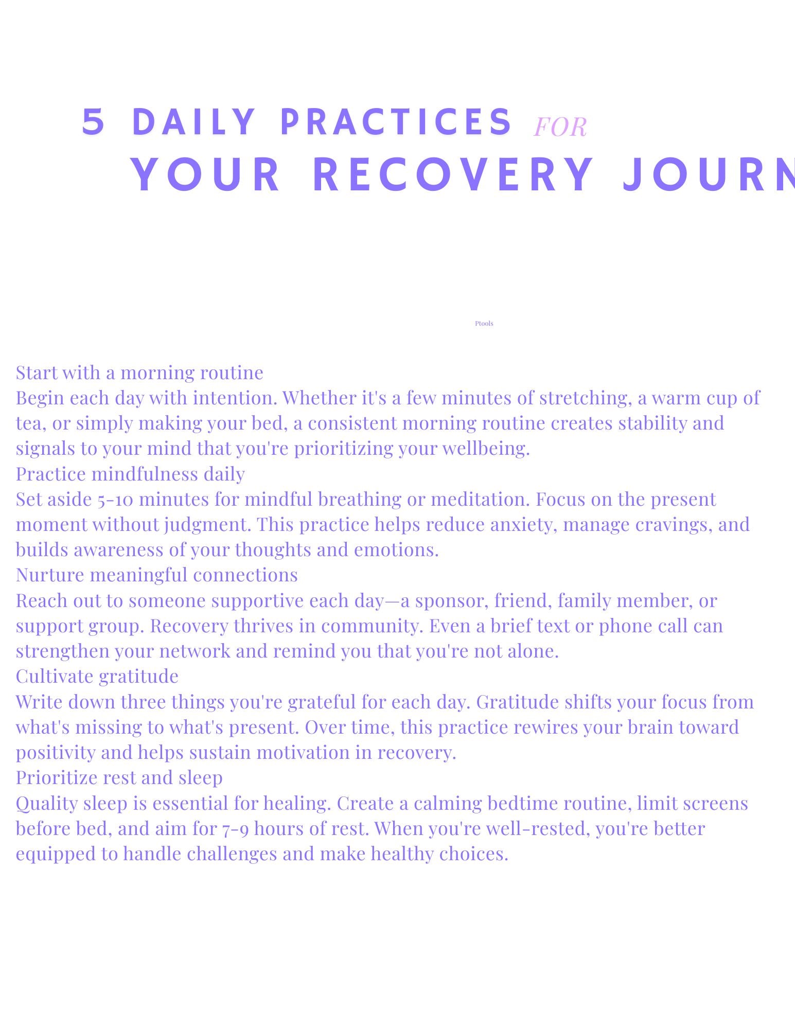 Recovery Workbook